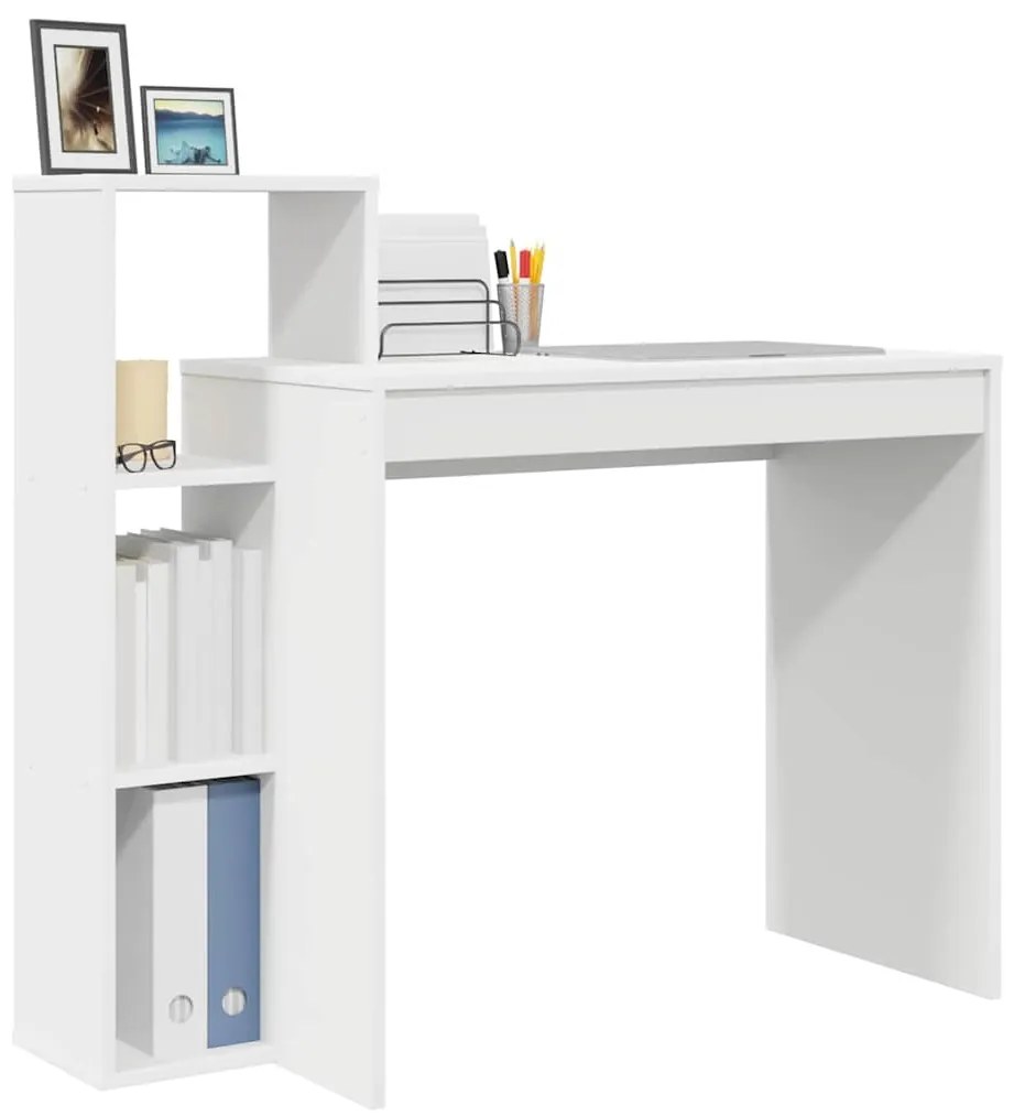vidaXL Γραφείο με ράφι Λευκό 100 x 40 x 90 cm Επεξεργασμένο ξύλο