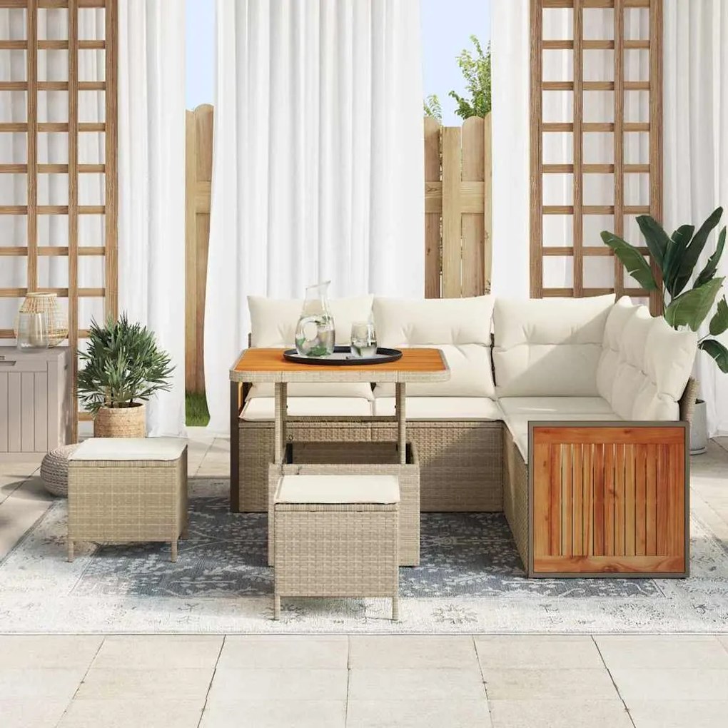 vidaXL Σετ Καναπέ Κήπου 8 pcs Μπεζ, Κρέμα 80 x 80 x 71 cm