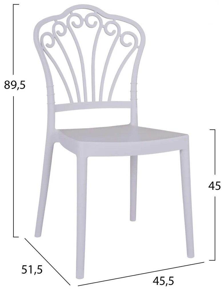 Καρέκλα KINSEY C5468 Πολυπροπυλενίου Λευκή 45,5x51,5x89,5 εκ. 45.5x51.5x89.5 εκ.