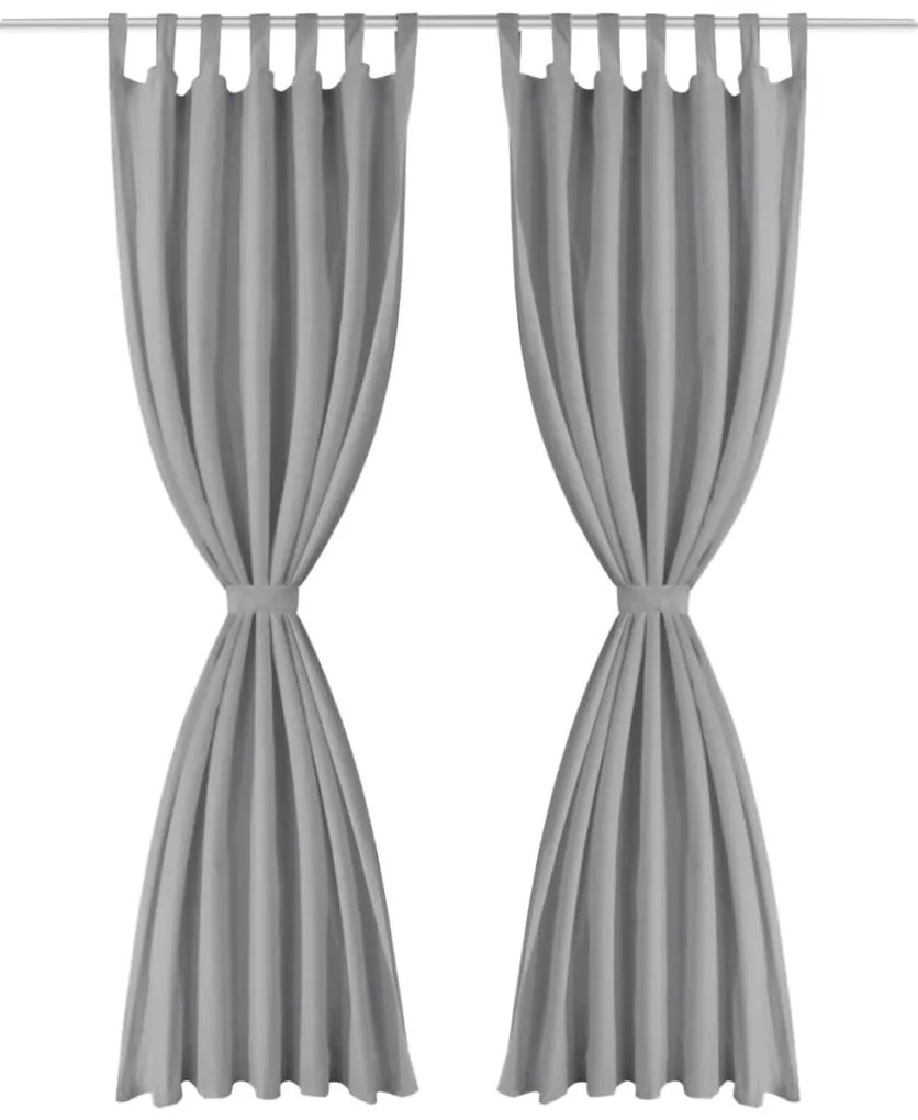 vidaXL Κουρτίνες με Θηλιές 2 τεμ. Γκρι 140 x 175 εκ. από Microsatin