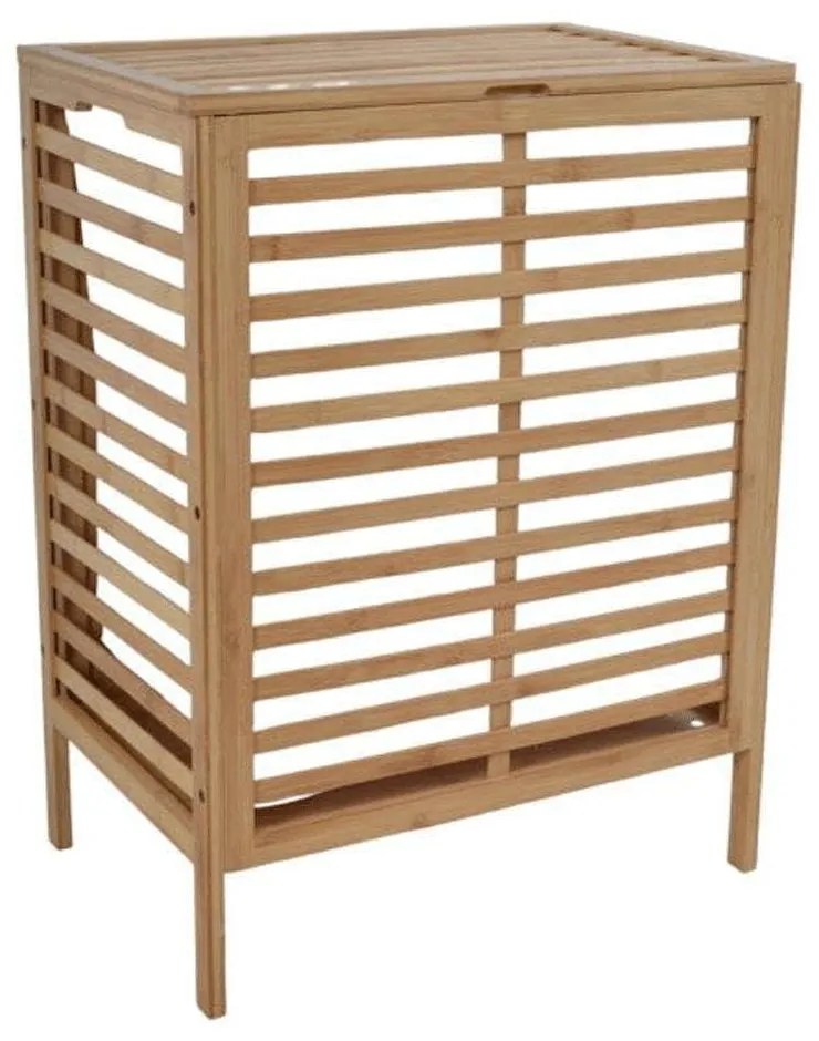 Καλάθι Απλύτων με 2 Θήκες 824540 53x35x71cm Natural-White Ankor Bamboo,Ύφασμα