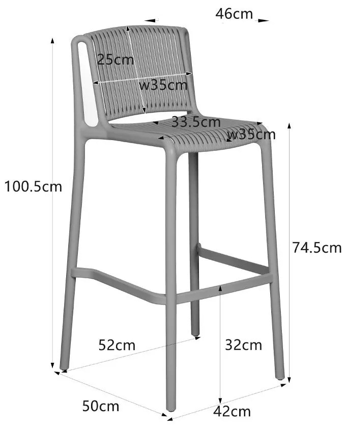 POLLY ΣΚΑΜΠΟ BAR ΓΚΡΙ ΑΝΟΙΧΤΟ 41x47x100.5 - 26-0084