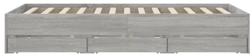 vidaXL Πλαίσιο Κρεβατιού με συρτάρια Γκρι sonoma 120x200εκ. Επεξ. Ξύλο