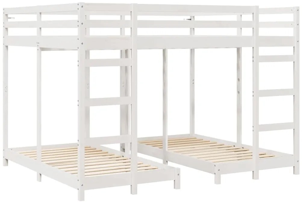vidaXL Σκελετός Κουκέτας Τριών Επιπέδων Λευκό 160 x 200 cm