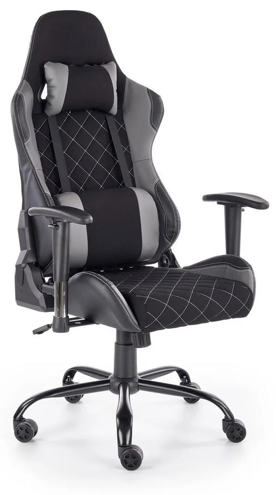 Καρέκλα gaming Houston 502, Γκρι, Μαύρο, 127x69x62cm, Με μπράτσα, Με ρόδες, Μηχανισμός καρέκλας: Κλίση
