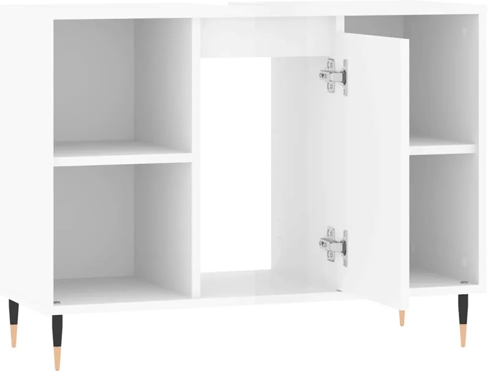 vidaXL Ντουλάπι Μπάνιου Γυαλ. Λευκό 80 x 33 x 60 εκ. από Επεξεργ. Ξύλο