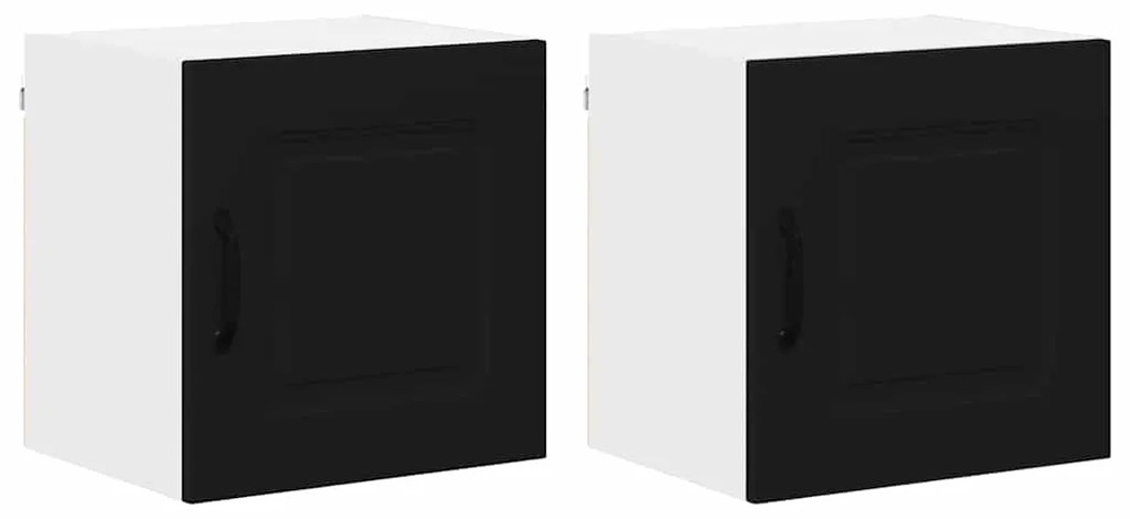 vidaXL Κρεμαστό ντουλάπι κουζίνας με ράφι 2 pcs Μαύρο 40 x 31 x 40 εκ.