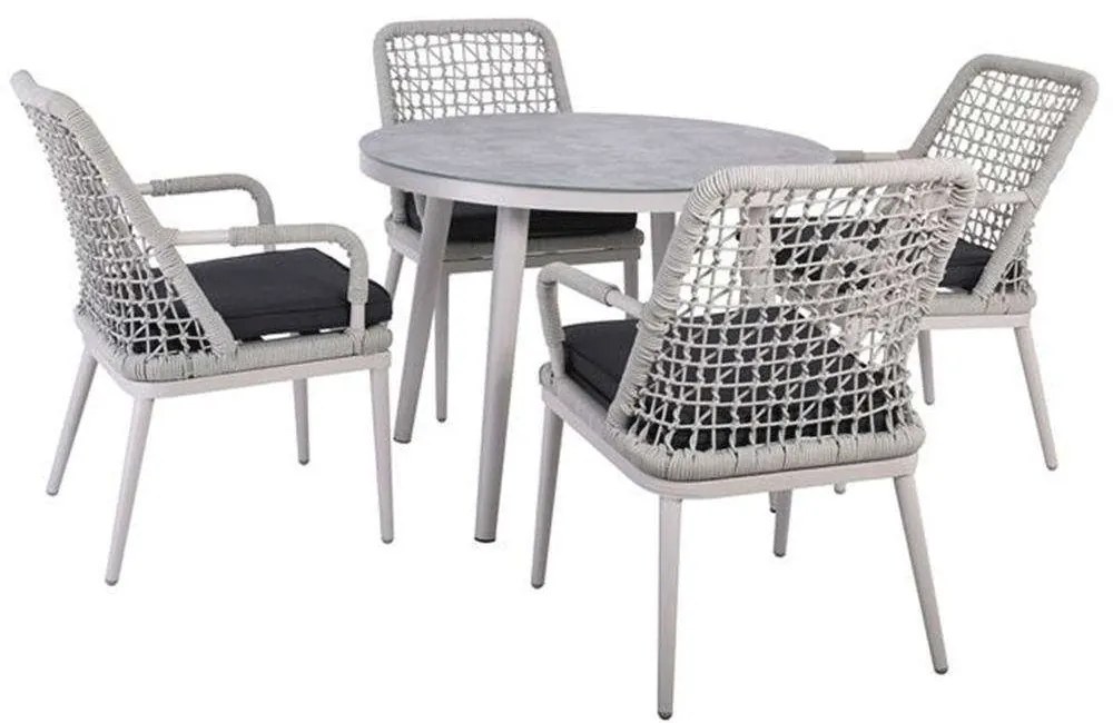 Τραπεζαρία Κήπου Central (Σετ 5Τμχ) Ε6841 Φ100x75cm/61x65x90cm Grey-Anthracite Four Seater