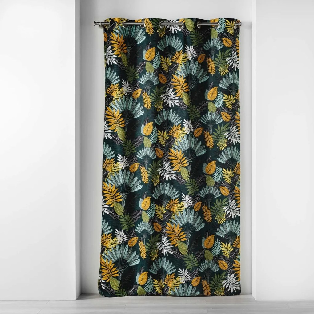 Κουρτίνες, περσίδες Douceur d intérieur  RIDEAU A OEILLETS 140 x 240 CM COTON IMPRIME PANAZIO BLEU