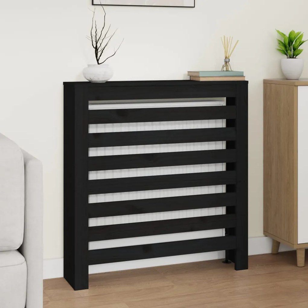 vidaXL Κάλυμμα Καλοριφέρ Μαύρο 79,5x19x84 εκ. από Μασίφ Ξύλο Πεύκου