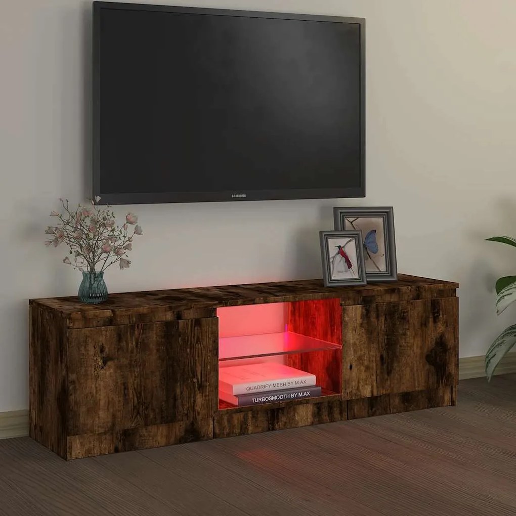 vidaXL Έπιπλο Τηλεόρασης με LED Καπνιστή Δρυς 120x30x36 εκ.