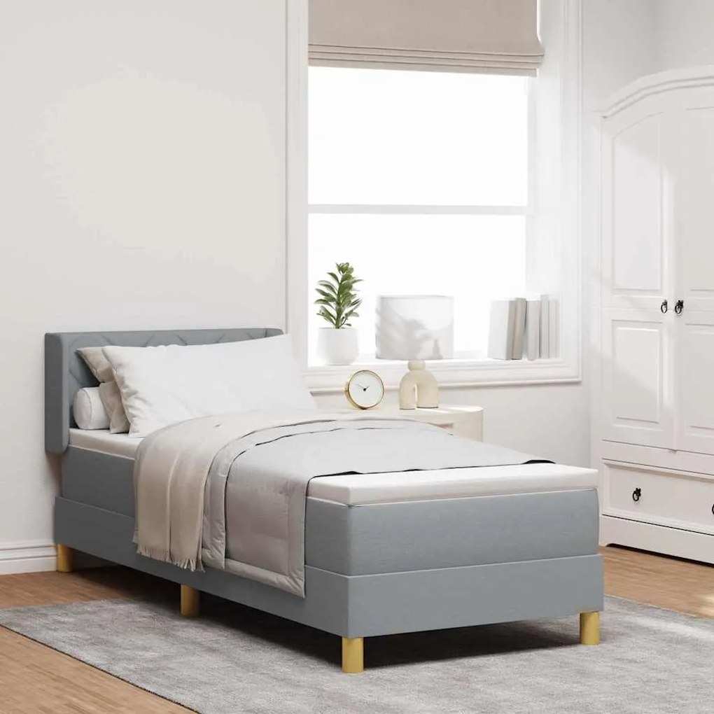 vidaXL Κρεβάτι με Ελατήρια με στρώμα Ανοιχτό γκρι 80 x 200 cm ύφασμα