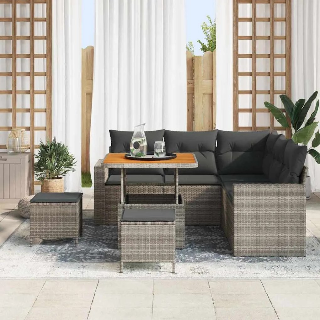 vidaXL Σετ Καναπέ Κήπου 8 pcs Γκρι συνθετικό ρατάν