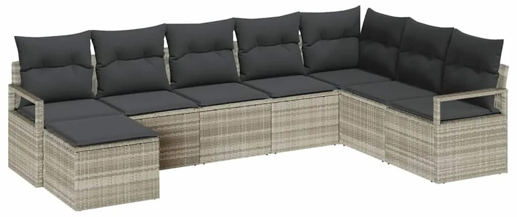 vidaXL Σετ Καναπέ Κήπου 7 pcs Ανοιχτό γκρι Πολυ ράταν