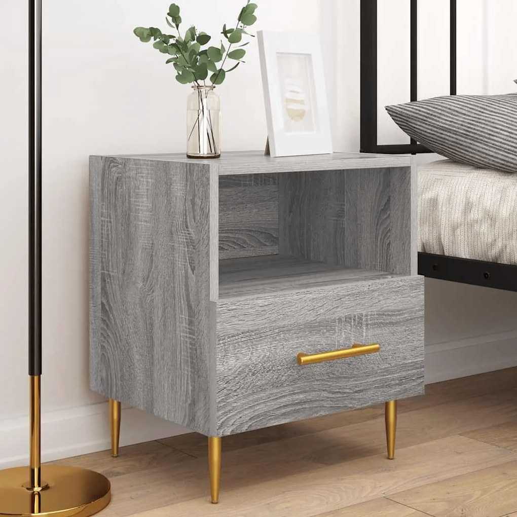 vidaXL Κομοδίνα 2 τεμ. Γκρι Sonoma 40 x 35 x 47,5 εκ. Επεξεργ. Ξύλο