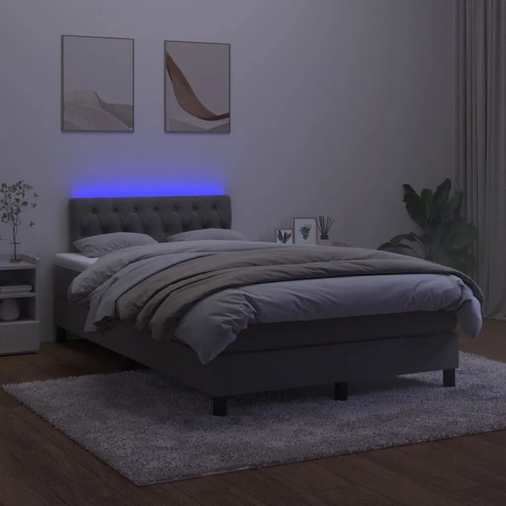 ΚΡΕΒΑΤΙ BOXSPRING ΜΕ ΣΤΡΩΜΑ &amp; LED ΣΚ.ΓΚΡΙ 120X190ΕΚ. ΒΕΛΟΥΔΙΝΟ 3270172