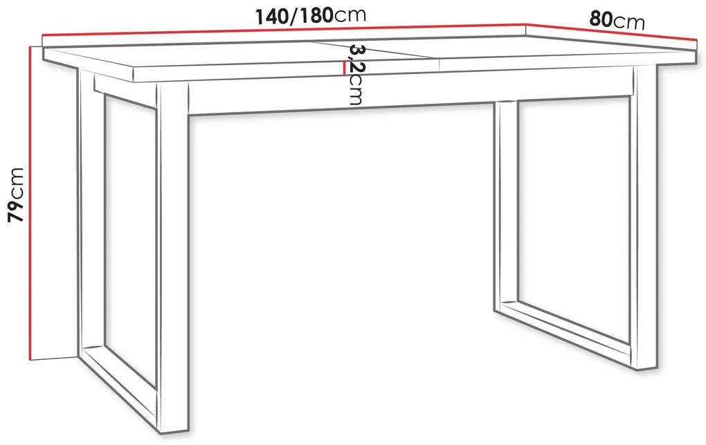Τραπέζι Victorville 353, Μαύρο, Άσπρο, 79x80x140cm, 39 kg, Επιμήκυνση, Πλαστικοποιημένη μοριοσανίδα, Μέταλλο | Epipla1.gr