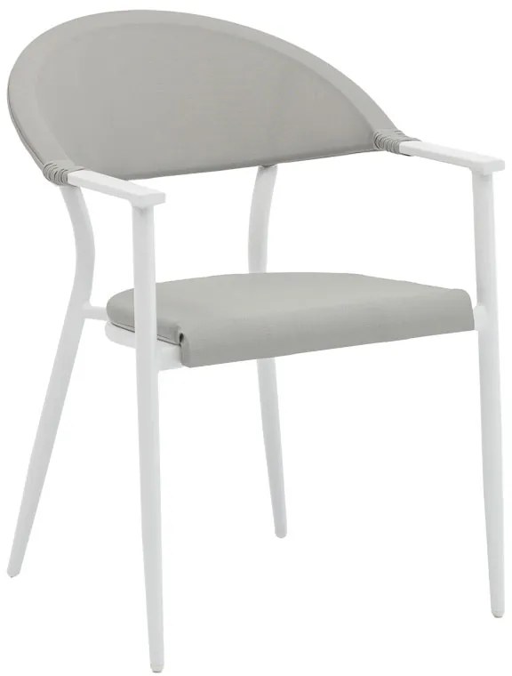 Πολυθρόνα Pino pakoworld αλουμίνιο λευκό-textilene γκρι