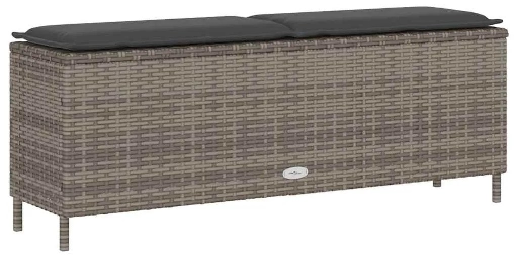 vidaXL Πάγκος κήπου με μαξιλάρι γκρι 110x30x40,5 cm Poly Rattan
