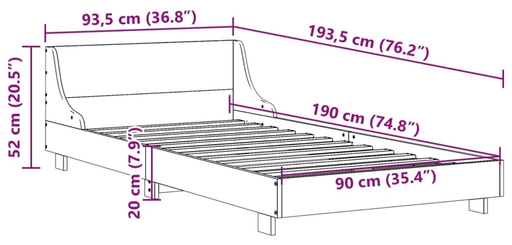 ΣΚΕΛΕΤΟΣ ΚΡΕΒΑΤΙΟΥ ΧΩΡΙΣ ΣΤΡΩΜΑ 90X190 ΕΚ ΜΑΣΙΦ ΞΥΛΟ ΠΕΥΚΟΥ 850749