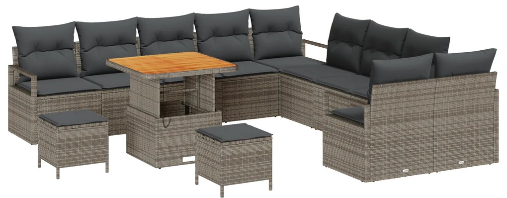 vidaXL Σετ Καναπέ Κήπου με μαξιλάρι 13 pcs Γκρι Πολυ ράταν