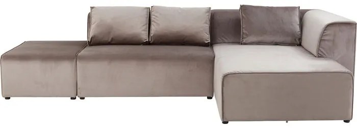 Καναπές Γωνία Infinity Velvet Δεξιός Μπεζ-Γκρι 310x185x71εκ - Γκρι