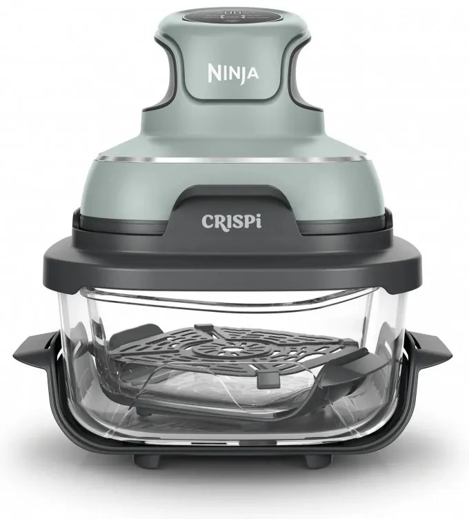 Φριτέζα ζεστού αέρα φορητός 4σε1 Ninja CRISPi FN101EUSG, 1700W, 3.8l, 6 μερίδες, 2 γυάλινα δοχεία, 4 προγράμματα, χωρίς PFAS και BPA, Πράσινο
