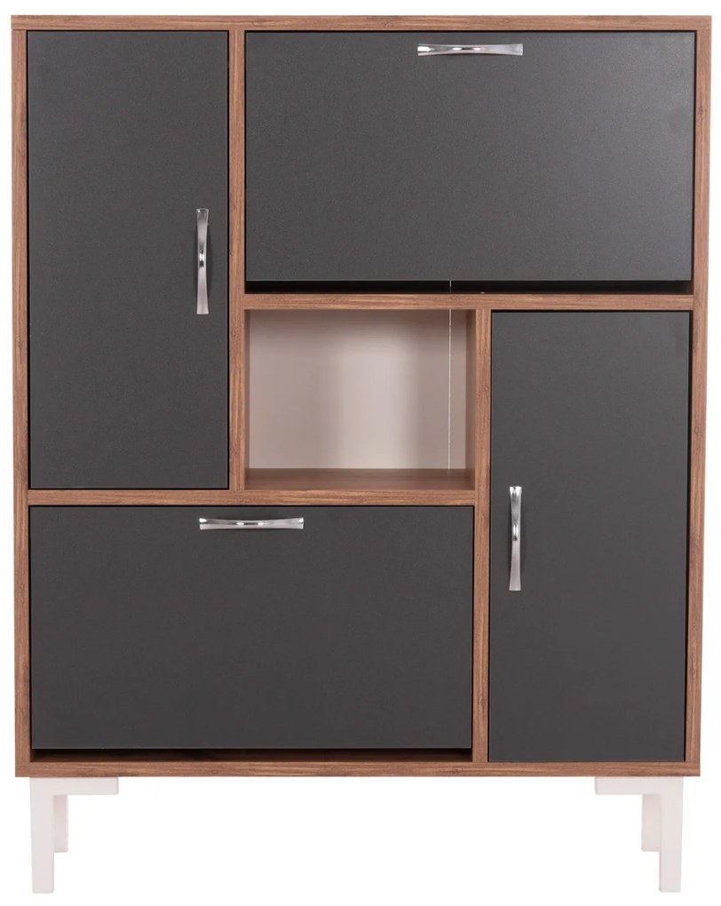ΠΑΠΟΥΤΣΟΘΗΚΗ MEDY HM18187.02 ΜΕΛΑΜΙΝΗ ΣΕ ΦΥΣΙΚΟ & ΑΝΘΡΑΚΙ-ΜΑΥΡΑ ΠΟΔΙΑ 85x30x108.5Υεκ - 0615378 - HM18187.02