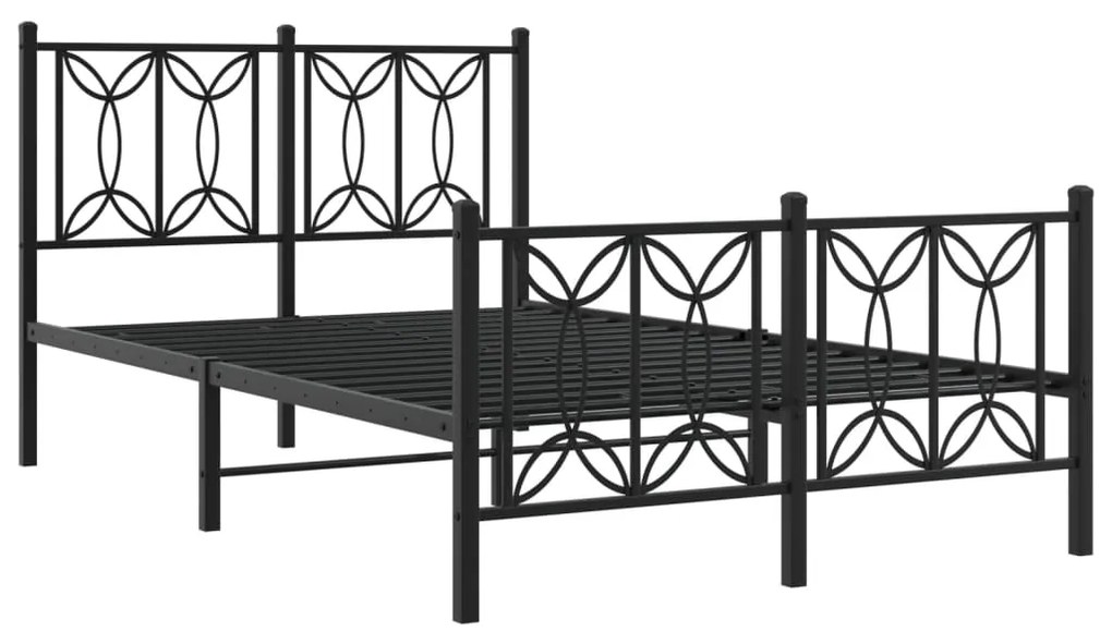 vidaXL Πλαίσιο Κρεβατιού με Κεφαλάρι&Ποδαρικό Μαύρο 120x190εκ. Μέταλλο