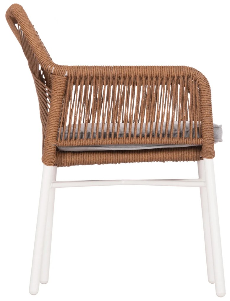 ΠΟΛΥΘΡΟΝΑ TOPIN HM6048.11 ΑΛΟΥΜΙΝΙΟ ΛΕΥΚΟ-P.E. RATTAN ΜΠΕΖ 59x63x81Υεκ