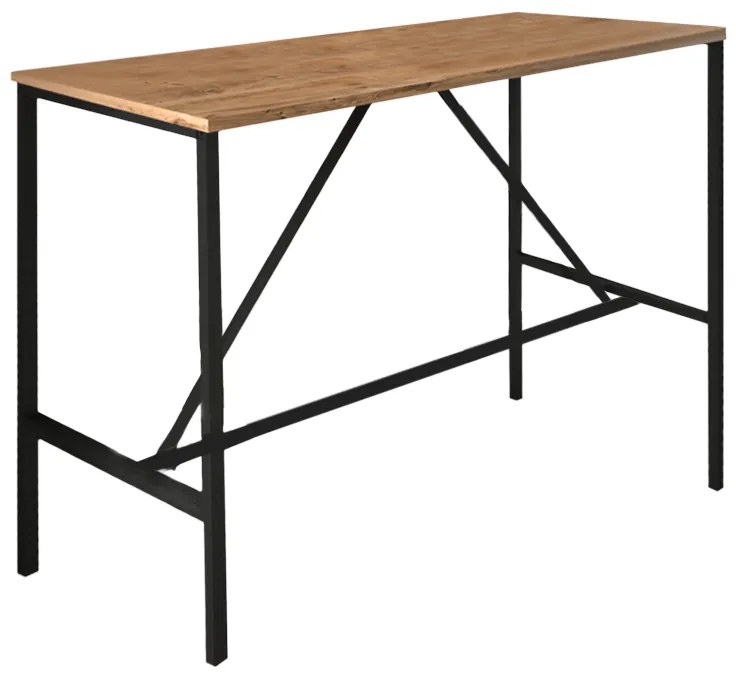 Τραπέζι μπαρ - stand Crego  μεταλλικό - μελαμίνης χρώμα pine oak - μαύρο 100x45x8