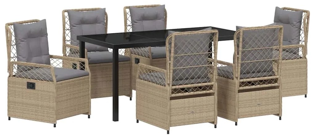 vidaXL Σέτ φαγητού για κήπο 7 pcs Μπεζ συνθετικό ρατάν