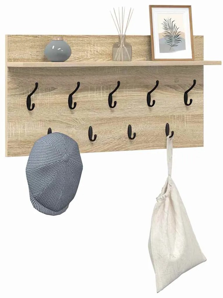 vidaXL Τοίχου Κρεμάστρα Sonoma Δρυς 80 x 40 x 12 cm Επεξεργασμένο ξύλο