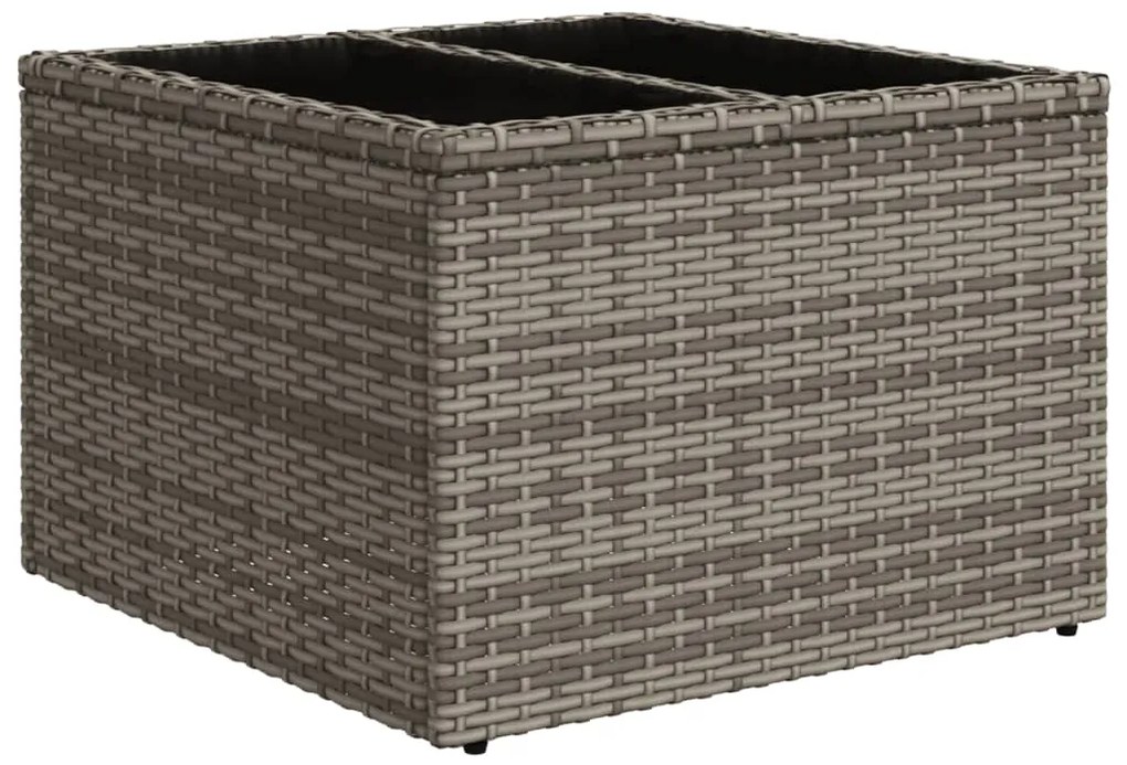 vidaXL Τραπέζι Κήπου με Γυάλινη Επιφάνεια Γκρι 55x55x37 εκ. Συνθ Ρατάν