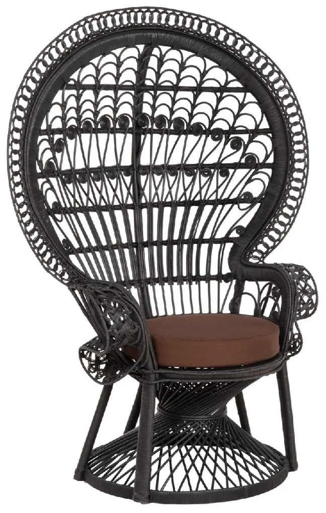 ΠΟΛΥΘΡΟΝΑ ROYAL PEACOCK HM9342.03 RATTAN ΜΑΥΡΟ-ΜΑΞΙΛΑΡΙ ΚΑΦΕ 114x72x150Yεκ.