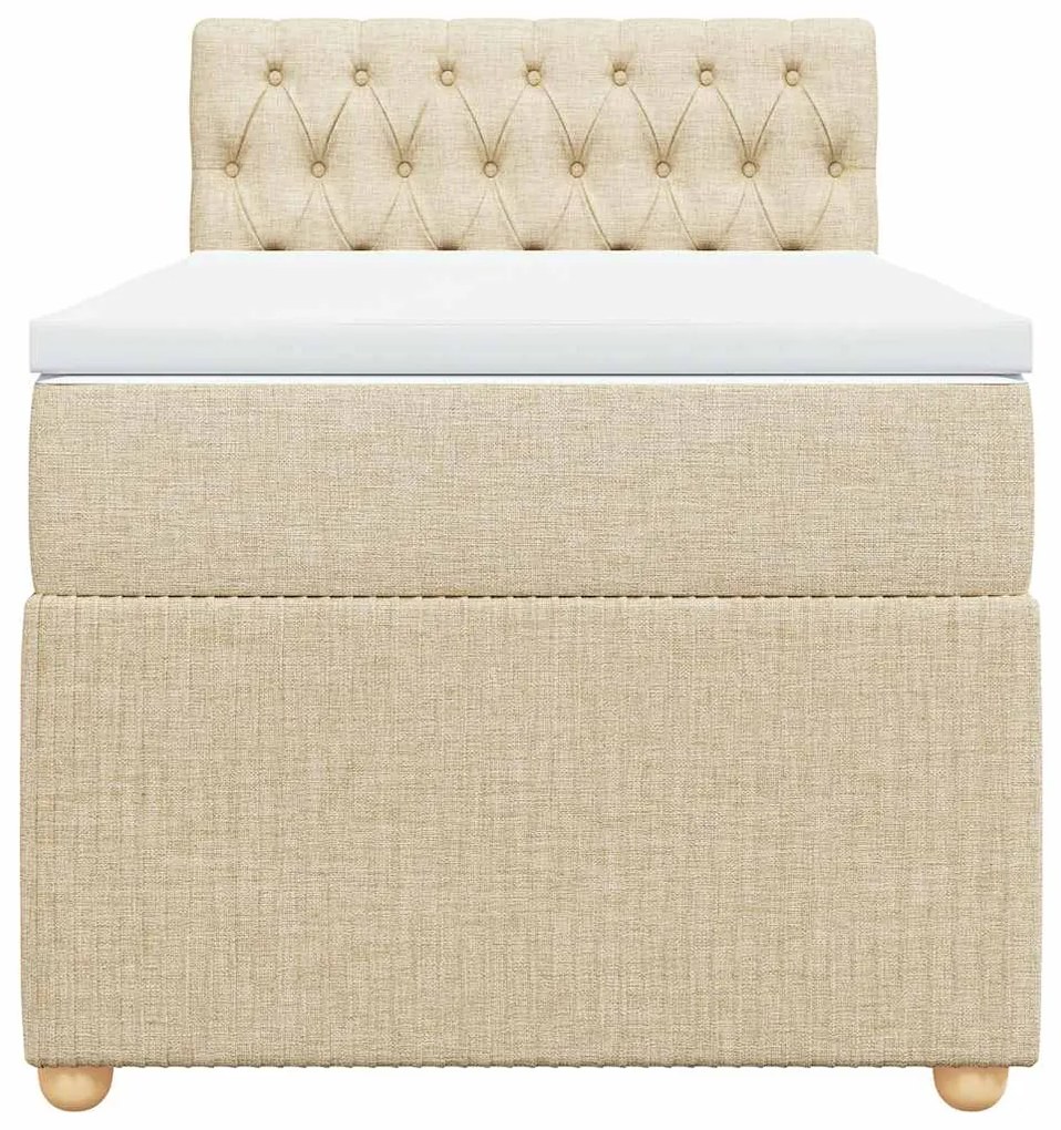 vidaXL Κρεβάτι Boxspring με Στρώμα Κρεμ 90x200 εκ.Υφασμάτινο
