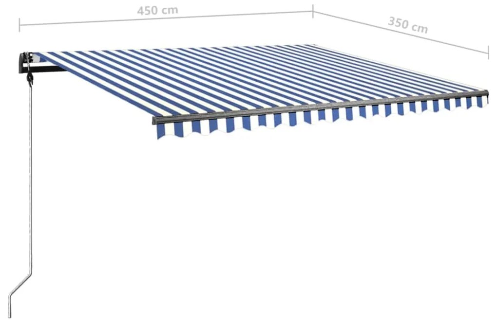 Τέντα Συρόμενη Χειροκίνητη με LED Μπλε / Λευκό 450 x 350 εκ. - Μπλε