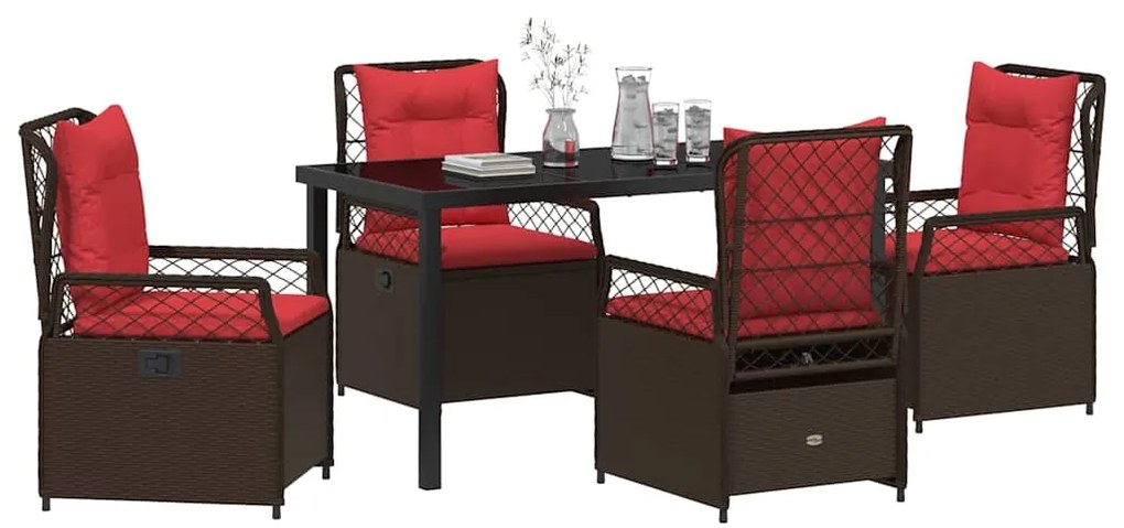 vidaXL Σέτ φαγητού για κήπο 5 pcs Καφέ συνθετικό ρατάν