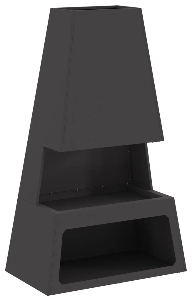 vidaXL Φουγάρο με Αποθήκη Ξύλων Μαύρο 60x35x100 εκ. Χάλυβας