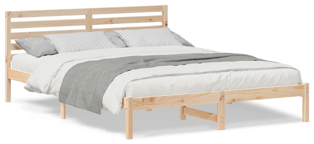 vidaXL Σκελετός Κρεβατιού Καφέ 160 x 220 cm Συμπαγές ξύλο πεύκου
