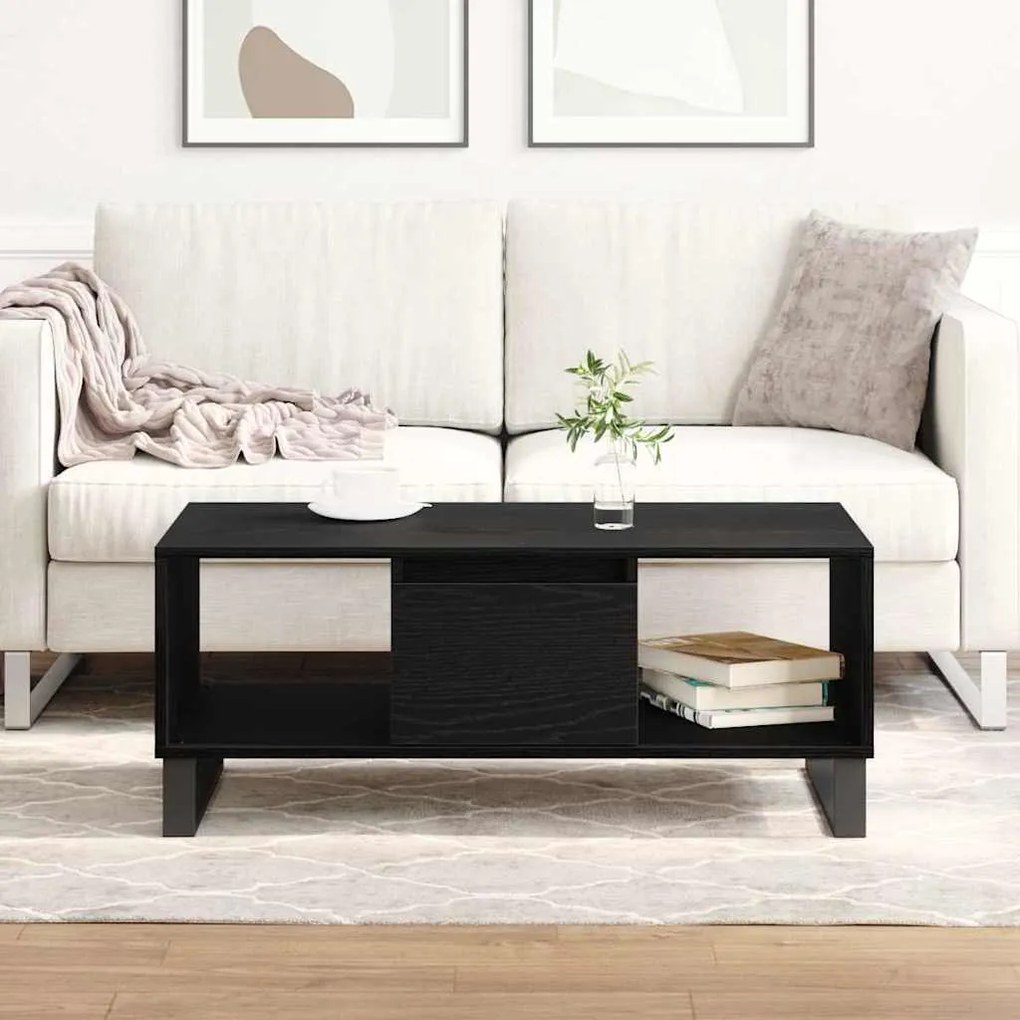 vidaXL Τραπεζάκι Σαλονιού with Drawer Μαύρη δρυς 90 x 50 x 36.5 εκ