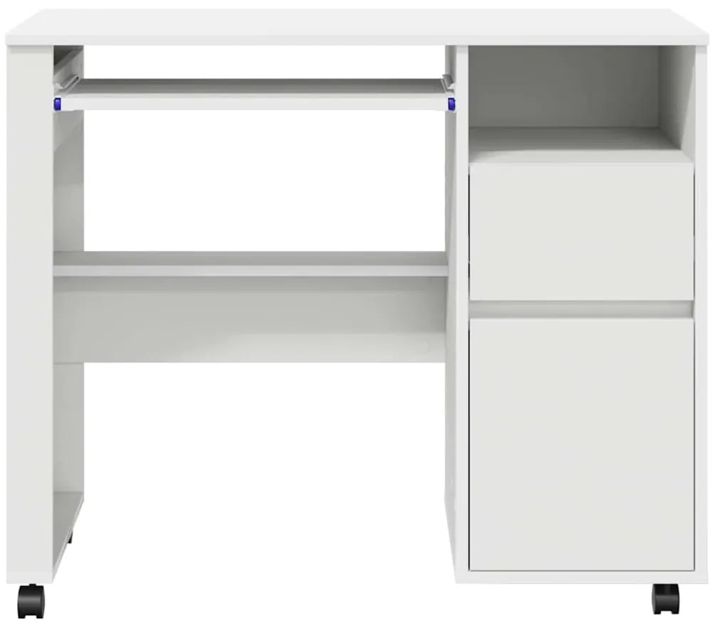 vidaXL Γραφείο με Ρόδες Λευκό 91 x 50 x 77 εκ. Επεξεργασμένο ξύλο