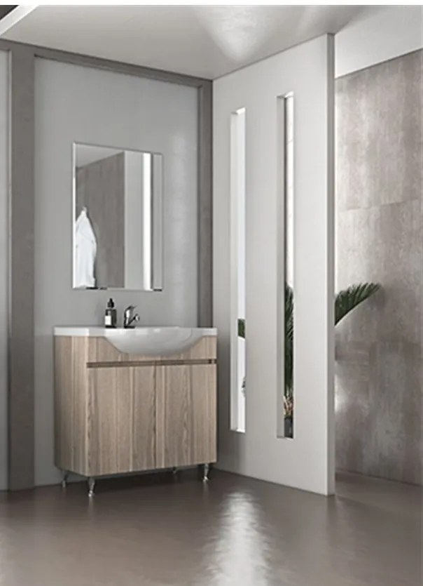 DROP Σετ επιδαπέδιου επίπλου μπάνιου, Alfa 75, Slim, Silver Gray, Drop DROP986582