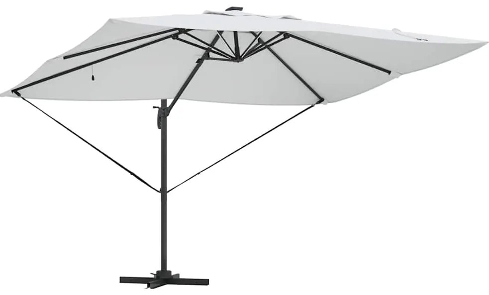 vidaXL Ομπρέλα ηλίου με φώτα λωρίδας LED Άμμος 352 x 251 x 265 εκ.