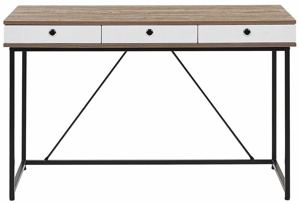 Τραπέζι γραφείου Berwyn 374, Με συρτάρια, 76x120x60cm, 20 kg, Μαύρο, Ανοιχτό χρώμα ξύλου | Epipla1.gr