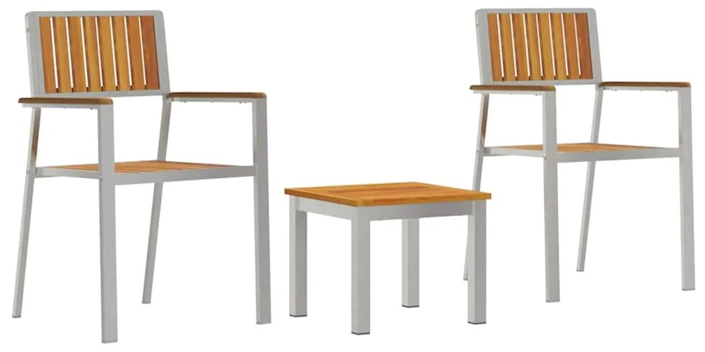 vidaXL Σέτ φαγητού για κήπο 3 pcs Καφέ Στερεό Ξύλο Ακακίας