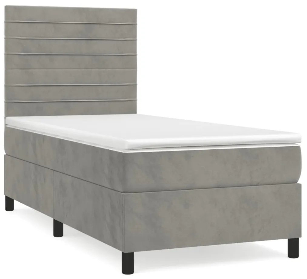 ΚΡΕΒΑΤΙ BOXSPRING ΜΕ ΣΤΡΩΜΑ ΑΝΟΙΧΤΟ ΓΚΡΙ 90X190 ΕΚ. ΒΕΛΟΥΔΙΝΟ 3143055