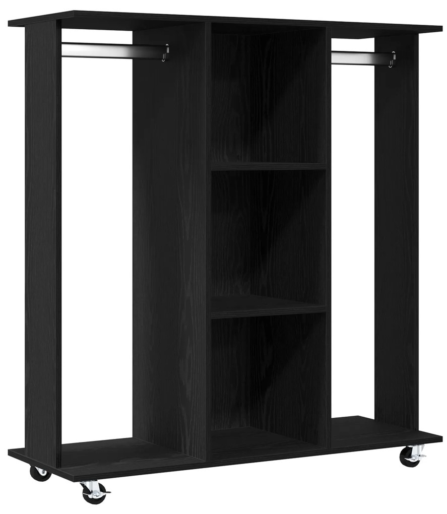 vidaXL Ντουλάπα με Ρόδες Μαύρη Δρυς 102x38x110 εκ Επεξεργασμένο Ξύλο