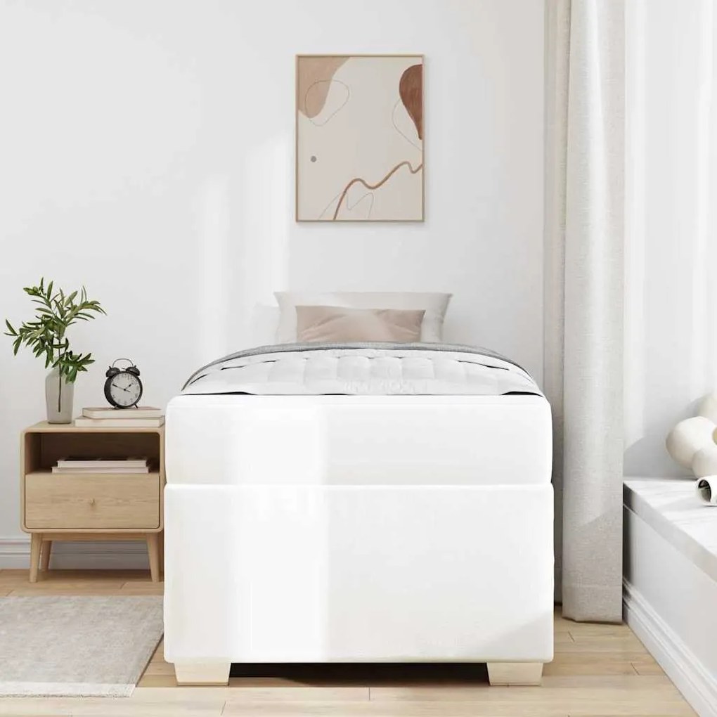 vidaXL Σκελετός Κρεβατιού Λευκό 90 x 190 cm Τεχνητό δέρμα
