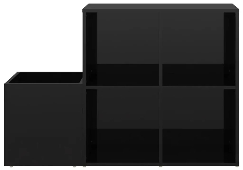 Παπουτσοθήκη Χολ Γυαλ. Μαύρη 105 x 35,5 x 70 εκ από Μοριοσανίδα - Μαύρο